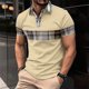 thumbnail image 1 of Blusa y camisa de manga corta con cuello vuelto para hombre, moda a rayas, botones, versátil, blusa de manga corta con cuello vuelto, abrigo de poliéster para hombre, 1 of 5