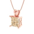 thumbnail image 2 of Clara Pucci 14K Rose Solid Hypoallergenic Gold 2Ct Natural Morganite Princess Cut Solitaire Designer Necklace Pendant For February, 2 of 7