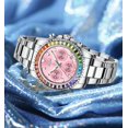 thumbnail image 3 of Women Colorful Diamond Watches Chronograph Rotatable Bezel Mineral Glass Luminous Watch Stainless Steel Waterproof Date Analog Quartz Watch Fashion Business Dress Wristwatch, 3 of 7