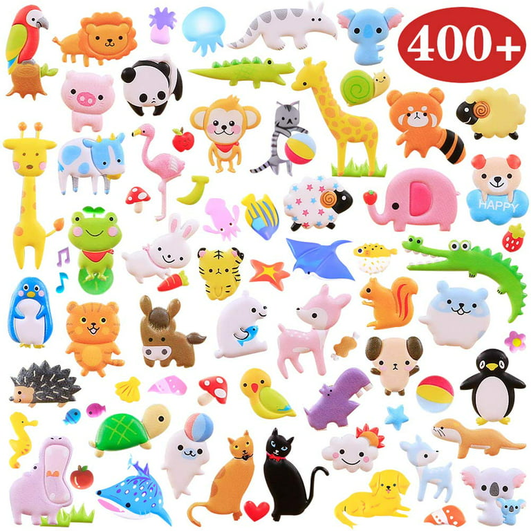 3D Puffy Animal Stickers for Kids Toddlers 4-8, 6 Sheets Cute Foam Stickers for Preschool Girls Boys, Reusable Bubble Stickers Bulk for Party Favor