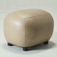 thumbnail image 4 of 23" Wide Faux Leather Upholstered Ottoman, Mid-Century Modern Living Room Footrest with Soft Padded Seat, Footstool for Bedroom, Entryway or Living Room, Khaki, 4 of 11