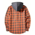 thumbnail image 4 of LTTVQM Men's Plaid Hoodie Casual Button Down Flannel Shirt Regular Fit Long Sleeve Shirts Checkered Spring Fall Jacket with Hooded Orange S, 4 of 4