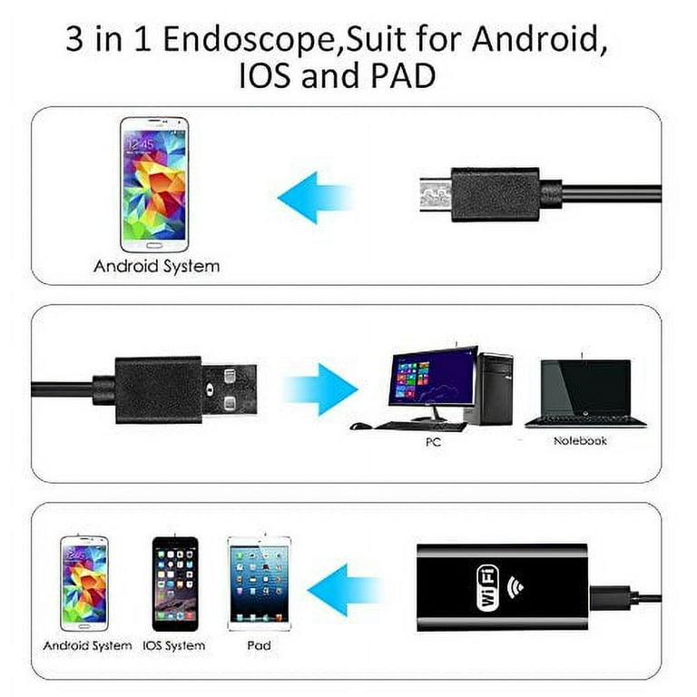 Wireless Endoscope, Depstech WiFi Borescope Inspection Camera 2.0  Megapixels HD Snake Camera for Android and IOS Smartphone, iPhone, Samsung,  Tablet - Black(3.5 Meter) 