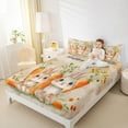 thumbnail image 5 of Feelyou Cute Cartoon Rabbit Twin Sheet Sets for Kid, Kawaii Orange Carrot Twin Fitted Sheet, Happy Easter Theme Flat Sheet, Ultra Soft Bedroom Decor, 3-Piece, 5 of 8