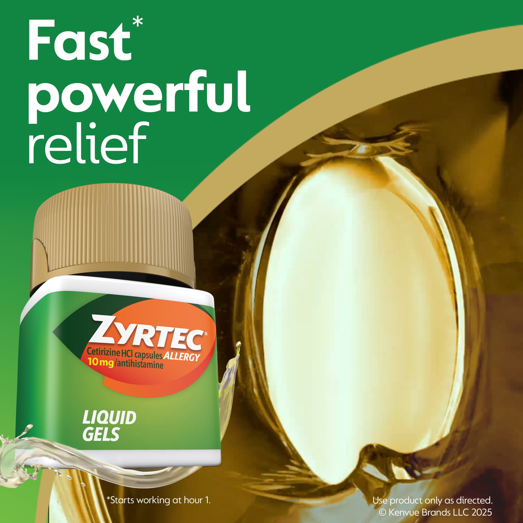Zyrtec 24 Hour Allergy Relief Antihistamine Capsules, 40 Count