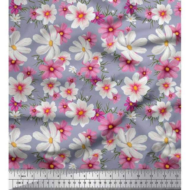 Soimoi Rayon Fabric Cosmos Floral Fabric Prints by Yard 42 Inch Wide
