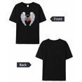 thumbnail image 6 of Women's T-Shirts, Retro Angel Wings Heart Cotton Crewneck Tee Short Sleeve Casual Tops Loose Graphic T-Shirt Black, L, 6 of 7