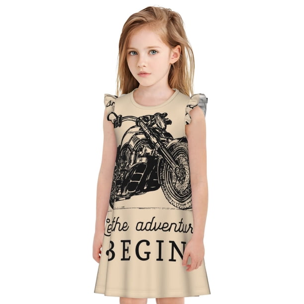 Balery Let The Adventure Begin Camisón de princesa para niñas, pijama de algodón con mangas abullonadas, suave y bonito.-Large