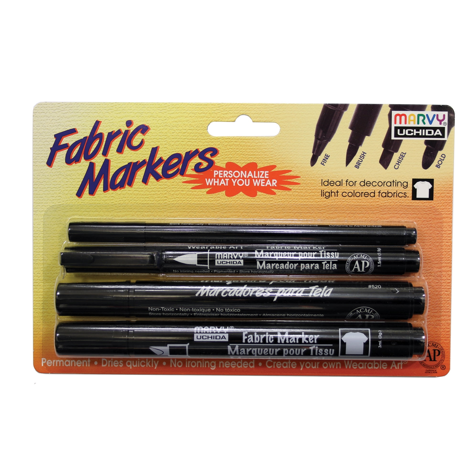 MARVY UCHIDA FABRIC MARKER MULTI TIP BLACK SET OF 4
