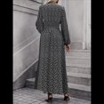 thumbnail image 4 of Vestido Holgado Informal con Escote en V, Corte A, Larga y Abertura Alta para Mujer. Puntos de Dientes de M, 4 of 5