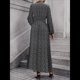thumbnail image 4 of Vestido Holgado Informal con Escote en V, Corte A, Larga y Abertura Alta para Mujer. Puntos de Dientes de M, 4 of 5