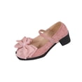 thumbnail image 2 of WAVSUF Low Chunky Heels for Women, Closed Toe Slip-On Retro Bow Urban Commute Minimalist Shoes Pink 6.5, 2 of 9