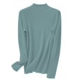 thumbnail image 4 of IMENGL Women's spring solid semi high neck pullover, Green M, Size M-2XL, 4 of 4