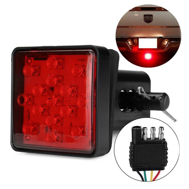 Red 15 LED 2 inch Trailer Hitch Tow Haul Receiver Cover Brake Light