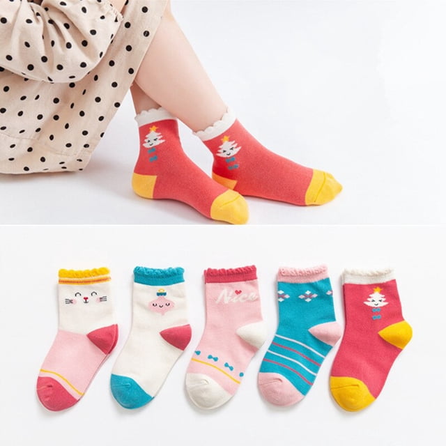 5 par/lote de Calcetines bonitos para niñas, Calcetines de algodón con rayas de arco iris de otoño para niños, Calcetines para niños pequeños, Calcetines para niños de 1 a 12 años Tan Jianjun unisex