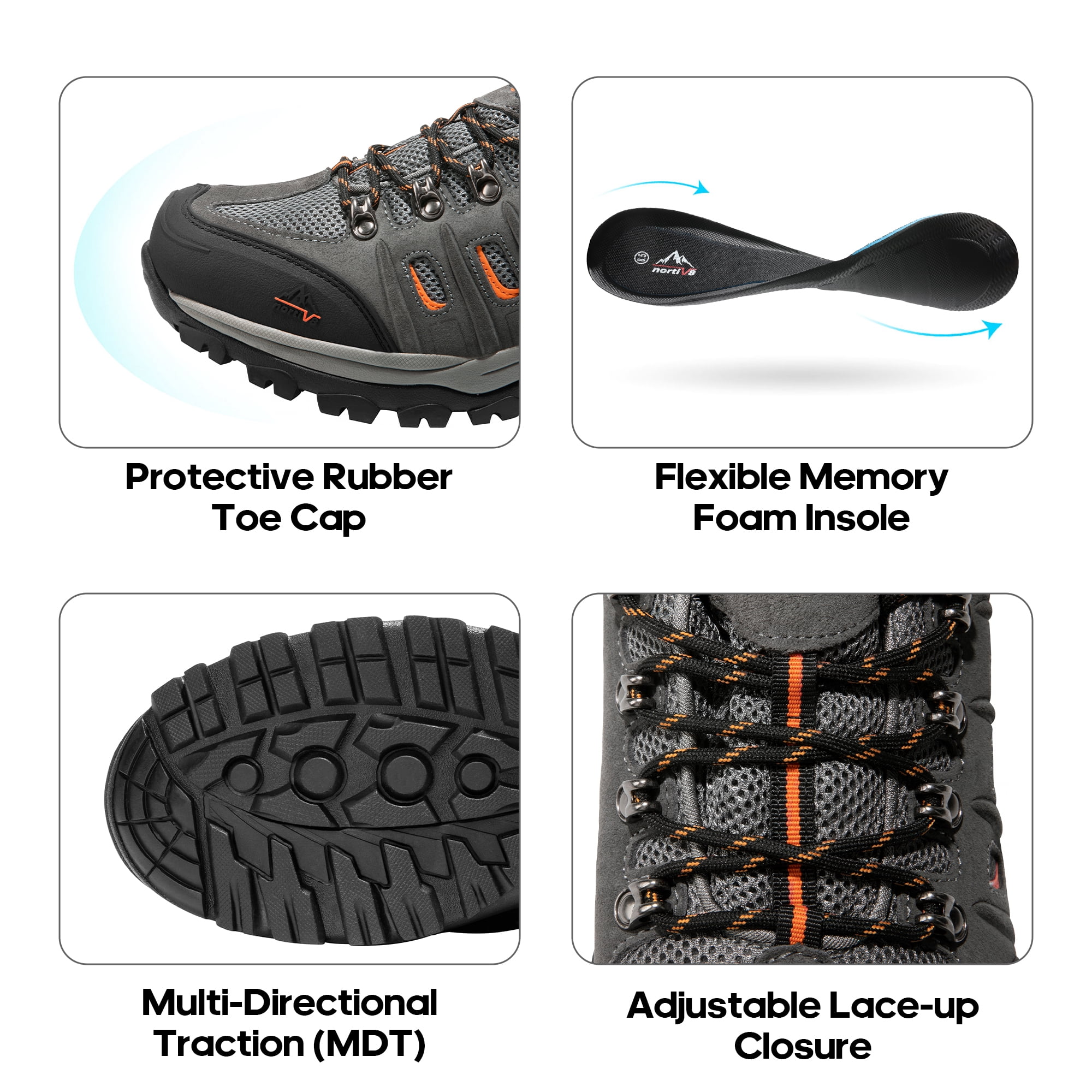 NORTIV 8 Men's Waterproof Leather Low-Top Hiking Shoes for Outdoor Trekking, Camping, and Walking