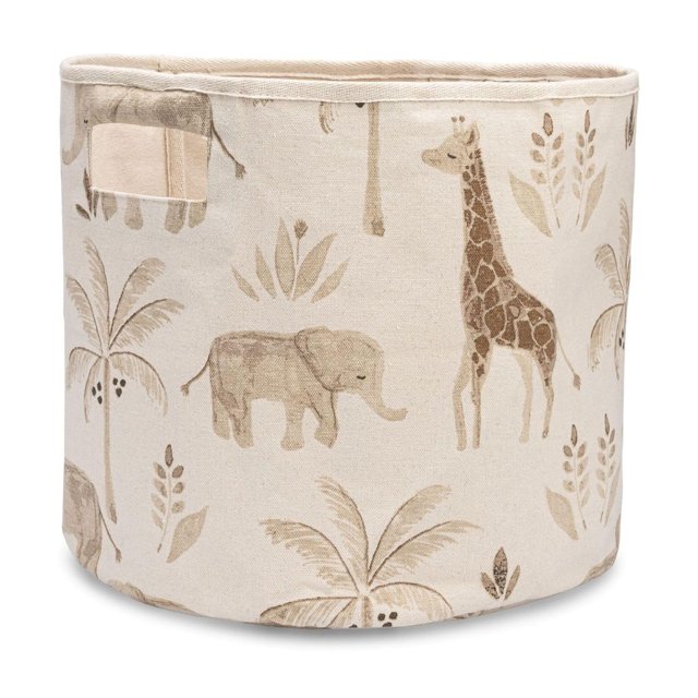 Cesta De Almacenamiento Redonda De Tela Para Bebé Con Diseño De Grúa, Almacenamiento De Juguetes, Animal Safari, Cesta De Juguetes De 13.0 X 11.8 In, Organizador De Almacenamiento Para Bebé, Organizad
