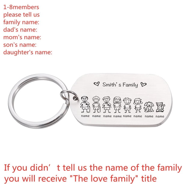 Amor lindo llavero grabado personalizado regalos familiares para padres niños presente llavero bolsa encanto familias miembro regalo llavero Tan Jianjun unisex