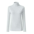 thumbnail image 3 of Lumtrix Women's Turtleneck Long Sleeve Shirts Slim Fitted Lightweight Casual Tops Fashion Underwear White S, 3 of 5