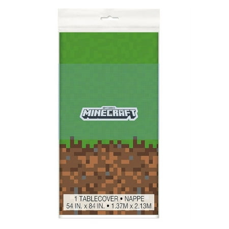 Minecraft Green & Brown Plastic Rectangular Table Cover (54 x84 ) 1 Count
