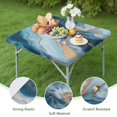 thumbnail image 4 of Blue Marble Gold Wave Pattern Square Fitted Tablecloth with Elastic Edge,Square Table Cover,Washable Elastic Table Cover for Home Kitchen Party Decor 36"x36", 4 of 6