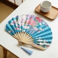thumbnail image 4 of Wzzjkit Folding Hand Fan With Colorful Floral Pattern Classical Style Folding Fan for Party Dancing Wedding and Home Decoration, 4 of 6