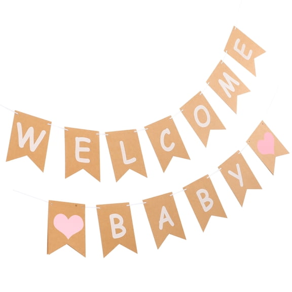 IBASETOY Welcome Baby Banner for Party Decoration Pink Unique Design Hanging Banner with Material