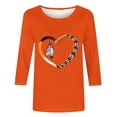 thumbnail image 4 of Openpig Hauts Orange pour Femmes Manches 3/4 Coupe Ample Col Rond Décontracté Chic, 4 of 5