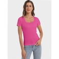 thumbnail image 3 of Women's T Shirts Short Sleeve Scoop Neck Basic Going Out Tops Fashion Slim Fit Tee, 3 of 6