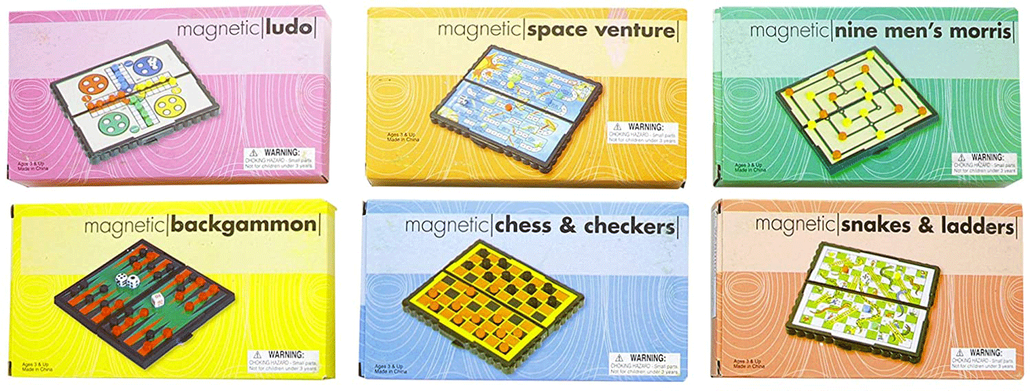 Boston Novelties Set of 6 Mini Travel Game Board Games for