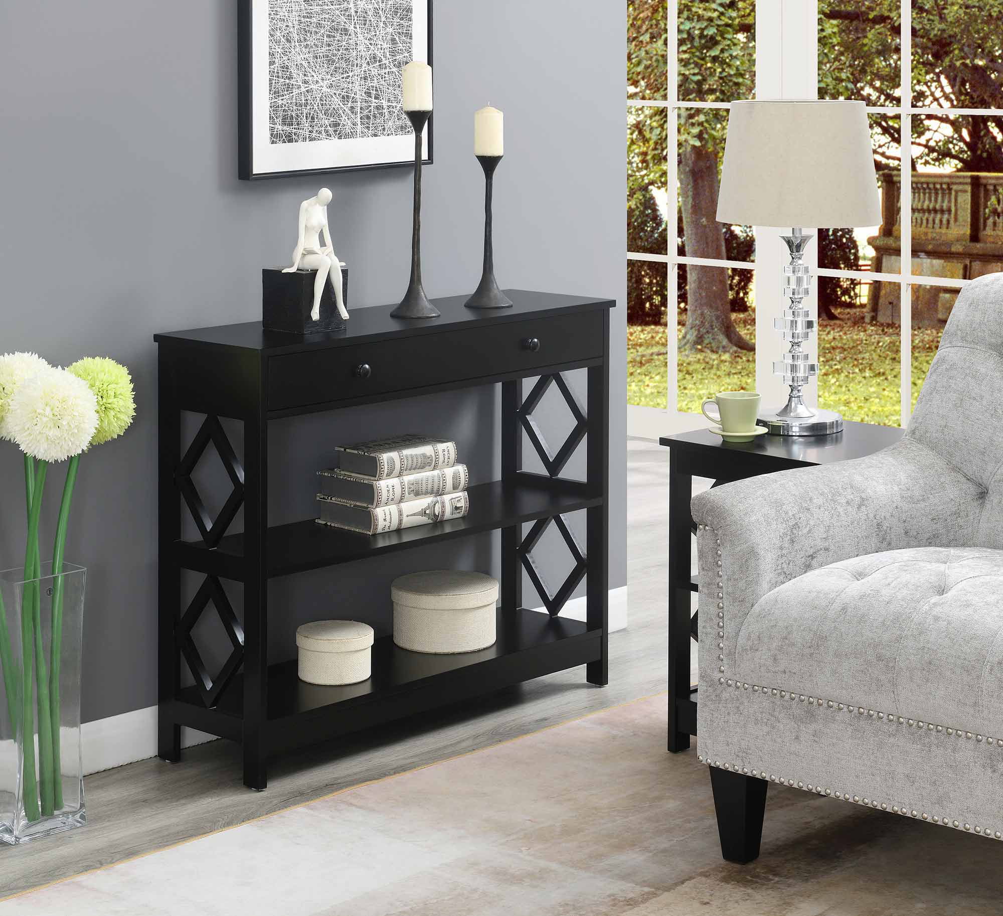 Convenience Concepts Diamond 1 Drawer Console Table ...
