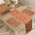 thumbnail image 2 of Ambesonne Paisley Table Runner & Placemats, Traditional Ethnic Motif, Placemat 4 pcs + Runner 12"x90", Paprika and Pale Yellow, 2 of 2