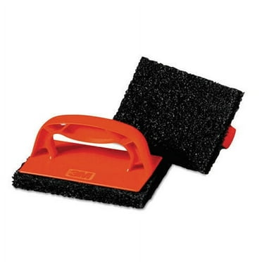 3M Scotch-Brite Griddle Pad Holder With Polishing Pad & Screen - Blue Handle For Flat Top Cleaning