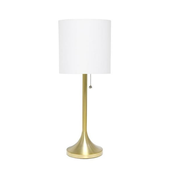 Lampe de Table Effilée en Or avec Abat-Jour en Tissu Blanc