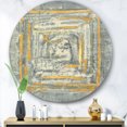 thumbnail image 2 of Designart 'Gold Glam on Grey Tapestry II' Art Mural en Métal Cercle - Disque de 36, 2 of 5