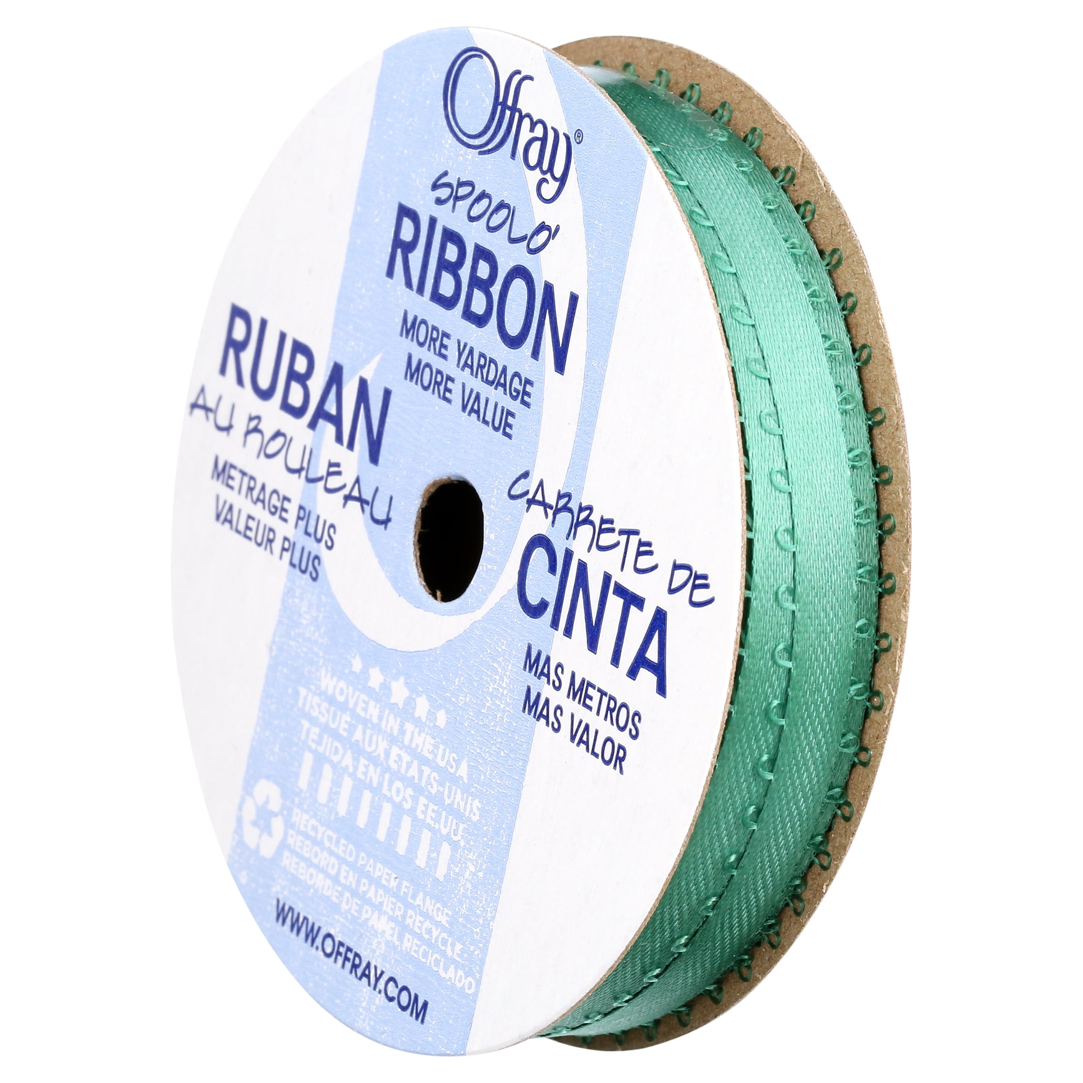 Offray Narrow White 1/8 inch Double Faced Satin Polyester
