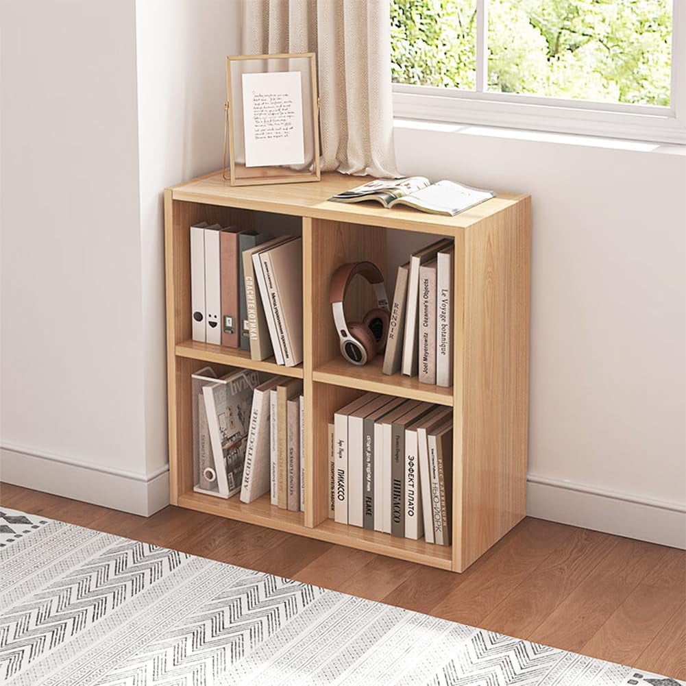 8 Cube Organizer Bookcase - Fabric Storage Bins Container, Open Shelf Simple Compartments Bookshelf, White