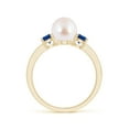 thumbnail image 2 of ANGARA Japanese Akoya Cultured Pearl & Blue Sapphire Engagement Ring in 14K Yellow Gold for Women | June Birthstone, Birthday, Anniversary, Jewelry Gift for Women | Pearl Ring, 2 of 9