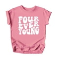 thumbnail image 4 of Retro Four Ever Young Shirt for Boys & Girls Groovy 4th Birthday T-Shirt for Kids Mauve Shirt 4T, 4 of 5