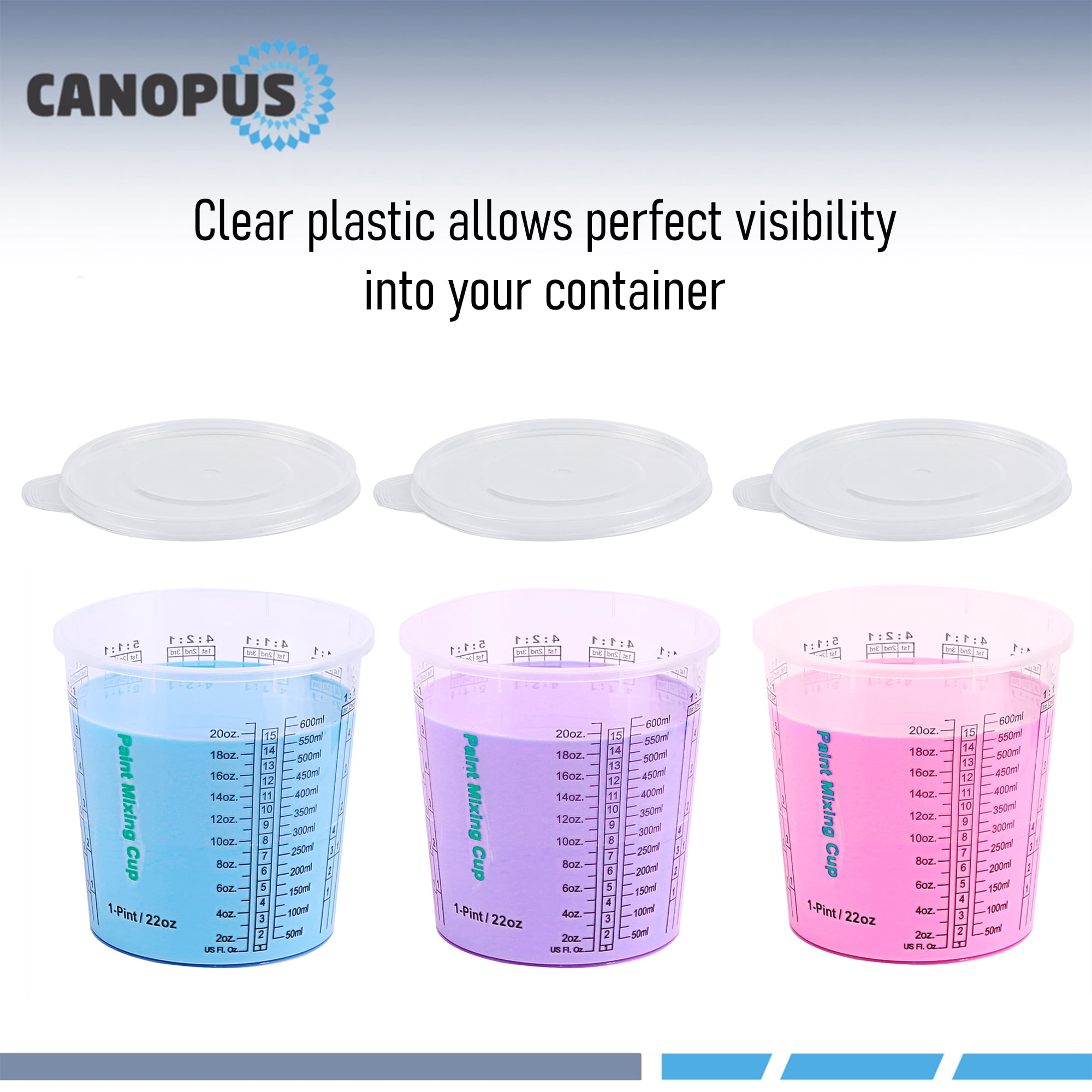 CANOPUS Measuring Cups, Mixing Cups for Epoxy and Resin, Graduated Paint Mixing  Cups, Disposable Plastic Mixing Cups for Automotive and Art Projects, 10  ounce (1/2 Pint), 300 cc (Pack of 25) 