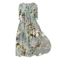 thumbnail image 2 of WFJCJPAF 2025 New Product Dresses for Women under $10 Black,Women's Summer Printed Fashion 3/4 Sleeve Turndown Collar Dress - Mint Green S, 2 of 5