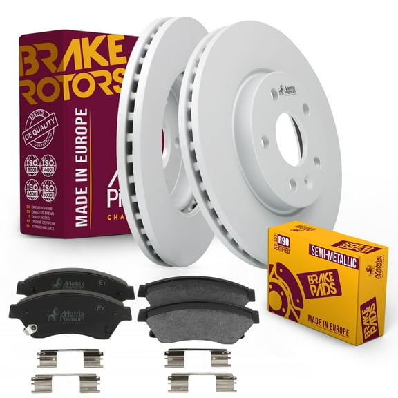 Metrix Premium Chassis Parts - Front Semi-Metallic Disc Brake Pad Set & Vented Brake Rotor Kit Fits 2011-2015 Chevrolet Cruze, 2016 Chevrolet Cruze Limited, 2012-2017 Sonic, Made in Europe