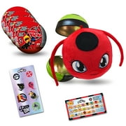 Miraculous Ladybug, 4-1 Surprise Miraball, 4 Pack, Toys for Kids with Collectible Character Metal Ball, Kwami Plush, Glittery Stickers and White Ribbon, Wyncor