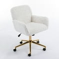 thumbnail image 6 of Glavbiku Modern Artificial Rabbit Hair Chair with Golden Metal Base,Swivel Vanity Chair,White,Adult, 6 of 12