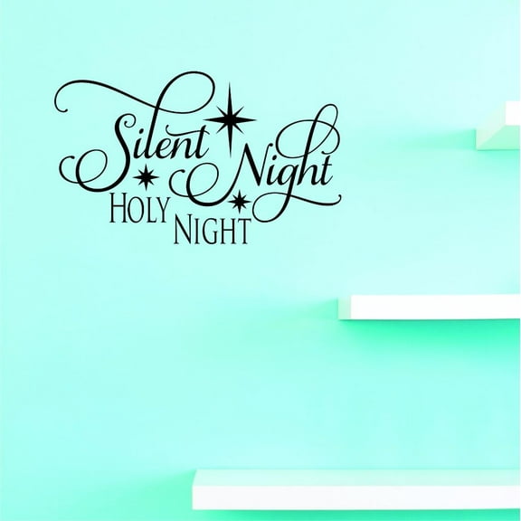 Custom Decals Silent Night Holy Night Wall Art Size: 16 X 16 Inches Color: Black