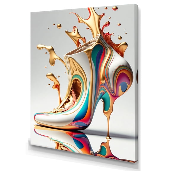 Designart Retro Art Deco High Heel Shoe III Canvas Wall Art