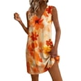 thumbnail image 2 of QUNYINEY Beach Sun Dresses for Women Mini Floral Sleeveless A Line Tank Dress Casual with Pockets V Neck Loose Fit Dresses, 2 of 7