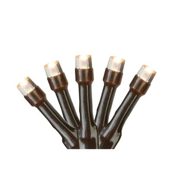 Battery Operated LED Christmas Lights - Warm White - 9.5' Brown Wire - 20ct