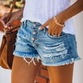 thumbnail image 2 of Frostluinai Denim Shorts for Women Distressed Jean Shorts Ripped Summer Hot Shorts Elastic Waist Retro Pantalones Cortos de Mezclilla Light Blue L, 2 of 7