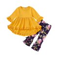 thumbnail image 1 of 2 Pcs Toddler Ruffle Outfits Pullover + Floral Trousers, 1 of 2